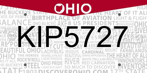 KIP5727 Ohio License Plate