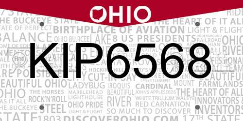 KIP6568 Ohio License Plate