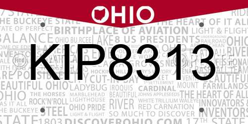 KIP8313 Ohio License Plate