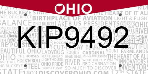 KIP9492 Ohio License Plate