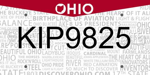 KIP9825 Ohio License Plate
