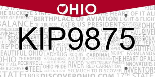 KIP9875 Ohio License Plate