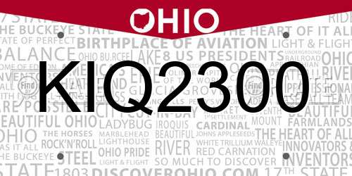 KIQ2300 Ohio License Plate