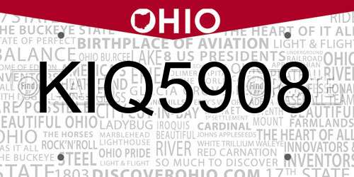 KIQ5908 Ohio License Plate