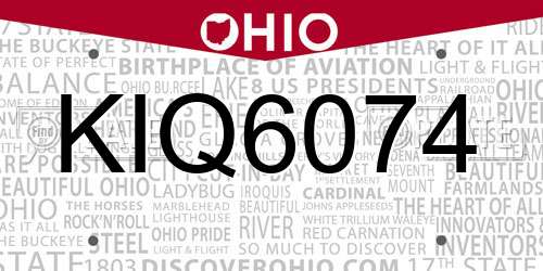 KIQ6074 Ohio License Plate