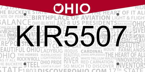 KIR5507 Ohio License Plate
