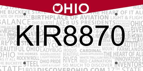 KIR8870 Ohio License Plate
