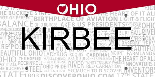 KIRBEE Ohio License Plate