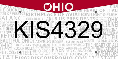 KIS4329 Ohio License Plate