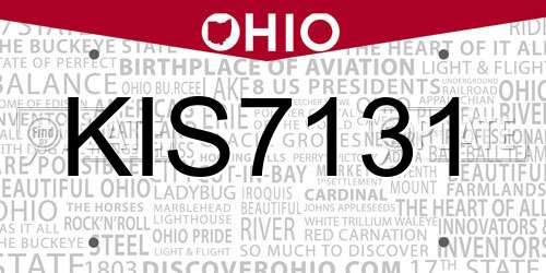 KIS7131 Ohio License Plate