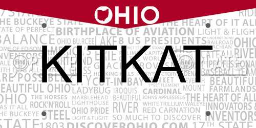 KITKAT Ohio License Plate