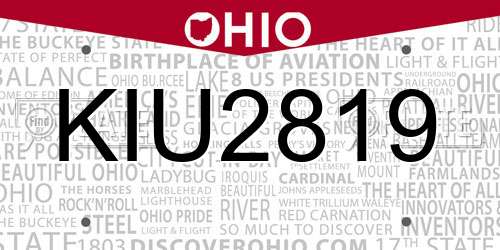 KIU2819 Ohio License Plate