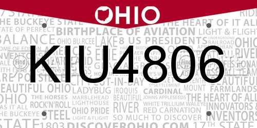 KIU4806 Ohio License Plate