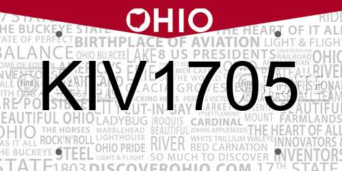 KIV1705 Ohio License Plate