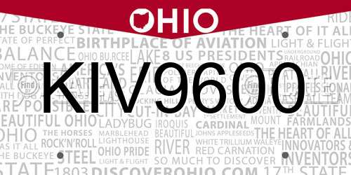 KIV9600 Ohio License Plate