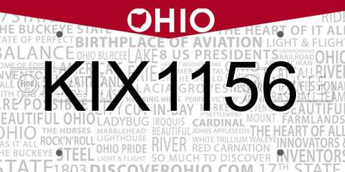 KIX1156 Ohio License Plate