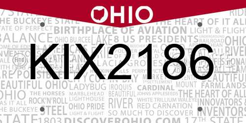 KIX2186 Ohio License Plate