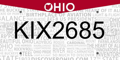 KIX2685 Ohio License Plate