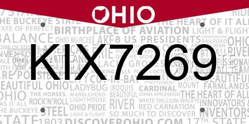 KIX7269 Ohio License Plate