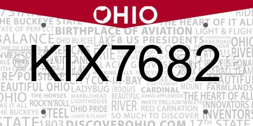KIX7682 Ohio License Plate