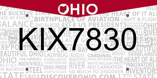 KIX7830 Ohio License Plate