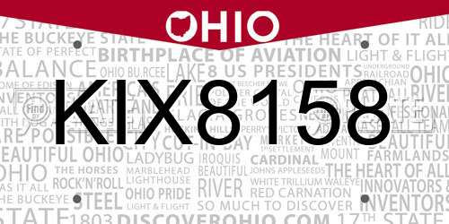 KIX8158 Ohio License Plate