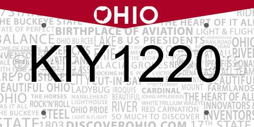 KIY1220 Ohio License Plate