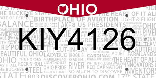 KIY4126 Ohio License Plate