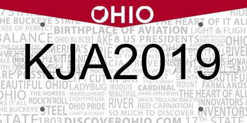 KJA2019 Ohio License Plate