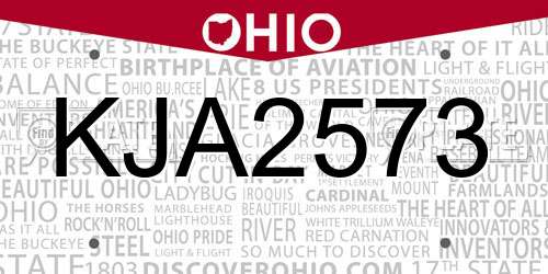 KJA2573 Ohio License Plate
