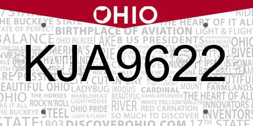 KJA9622 Ohio License Plate