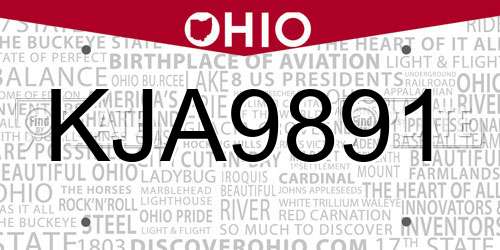 KJA9891 Ohio License Plate