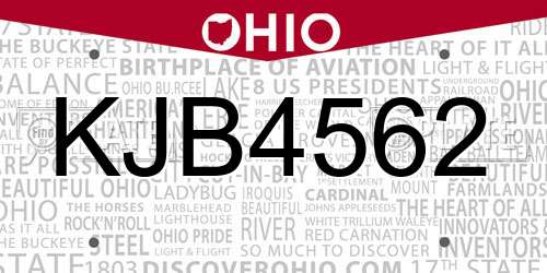 KJB4562 Ohio License Plate