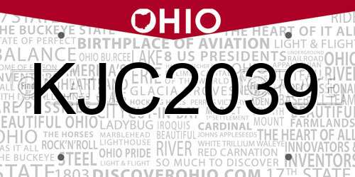 KJC2039 Ohio License Plate