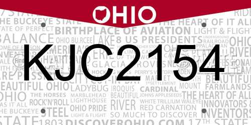 KJC2154 Ohio License Plate