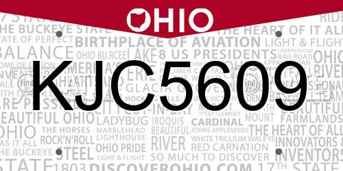 KJC5609 Ohio License Plate