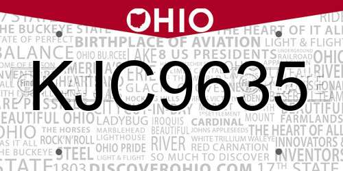 KJC9635 Ohio License Plate
