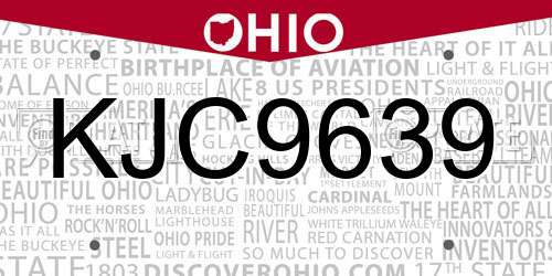 KJC9639 Ohio License Plate