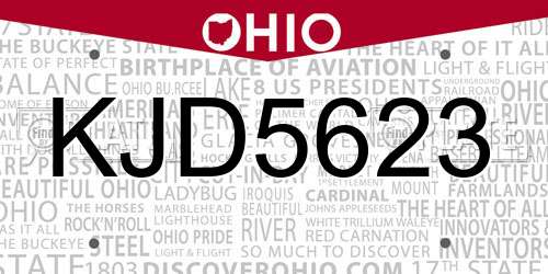 KJD5623 Ohio License Plate