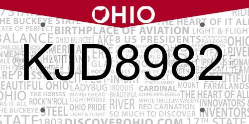 KJD8982 Ohio License Plate