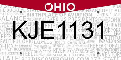 KJE1131 Ohio License Plate