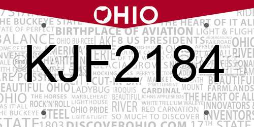 KJF2184 Ohio License Plate