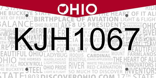 KJH1067 Ohio License Plate