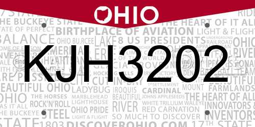 KJH3202 Ohio License Plate