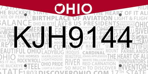 KJH9144 Ohio License Plate