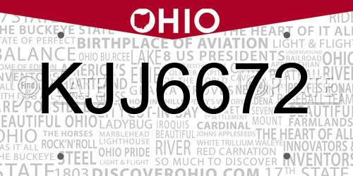 KJJ6672 Ohio License Plate