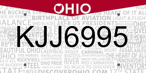 KJJ6995 Ohio License Plate
