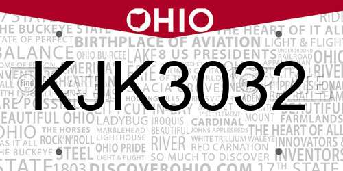 KJK3032 Ohio License Plate