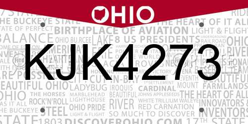 KJK4273 Ohio License Plate