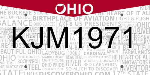 KJM1971 Ohio License Plate